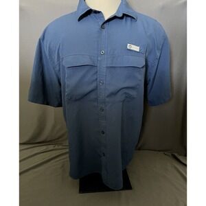 Killik Mens XL Short Sleeve Vent Fishing Shirt Blue Moisture Wicking Lightweight